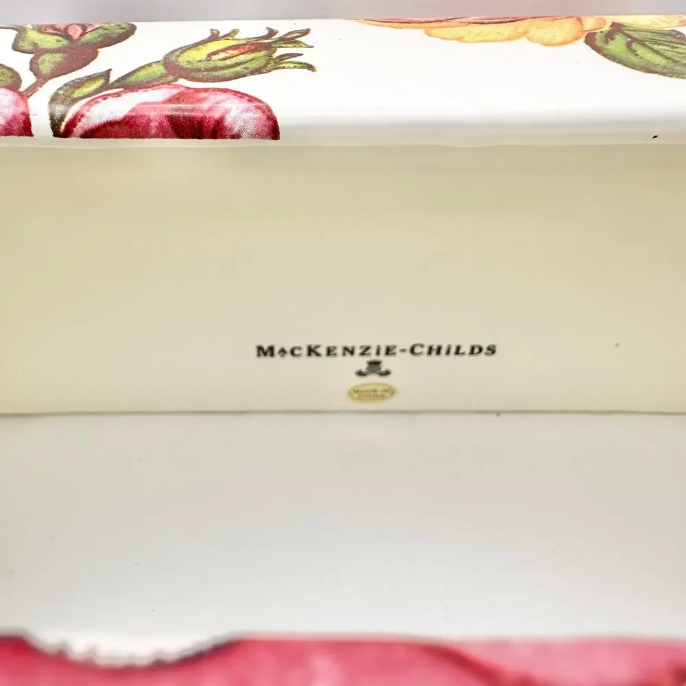 Mackenzie Childs White Floral Print Flower Market Standard Tissue Box Holder